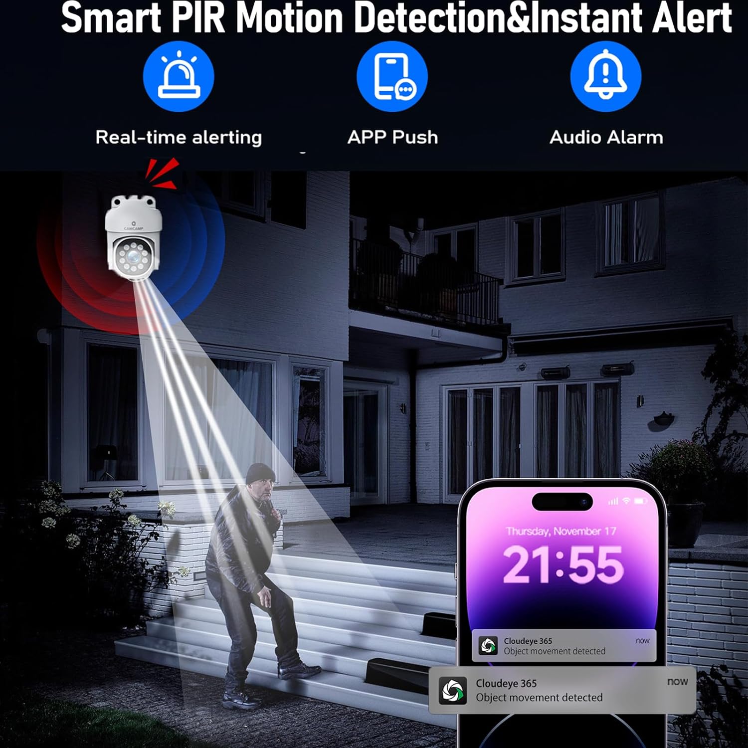 【2-Way Audio+3TB HDD】CAMCAMP 4K PoE Security Camera System,Home Security Camera System,5MP Outdoor PoE IP Cameras,8CH NVR,0 Monthly Fee,Color Night Vision...