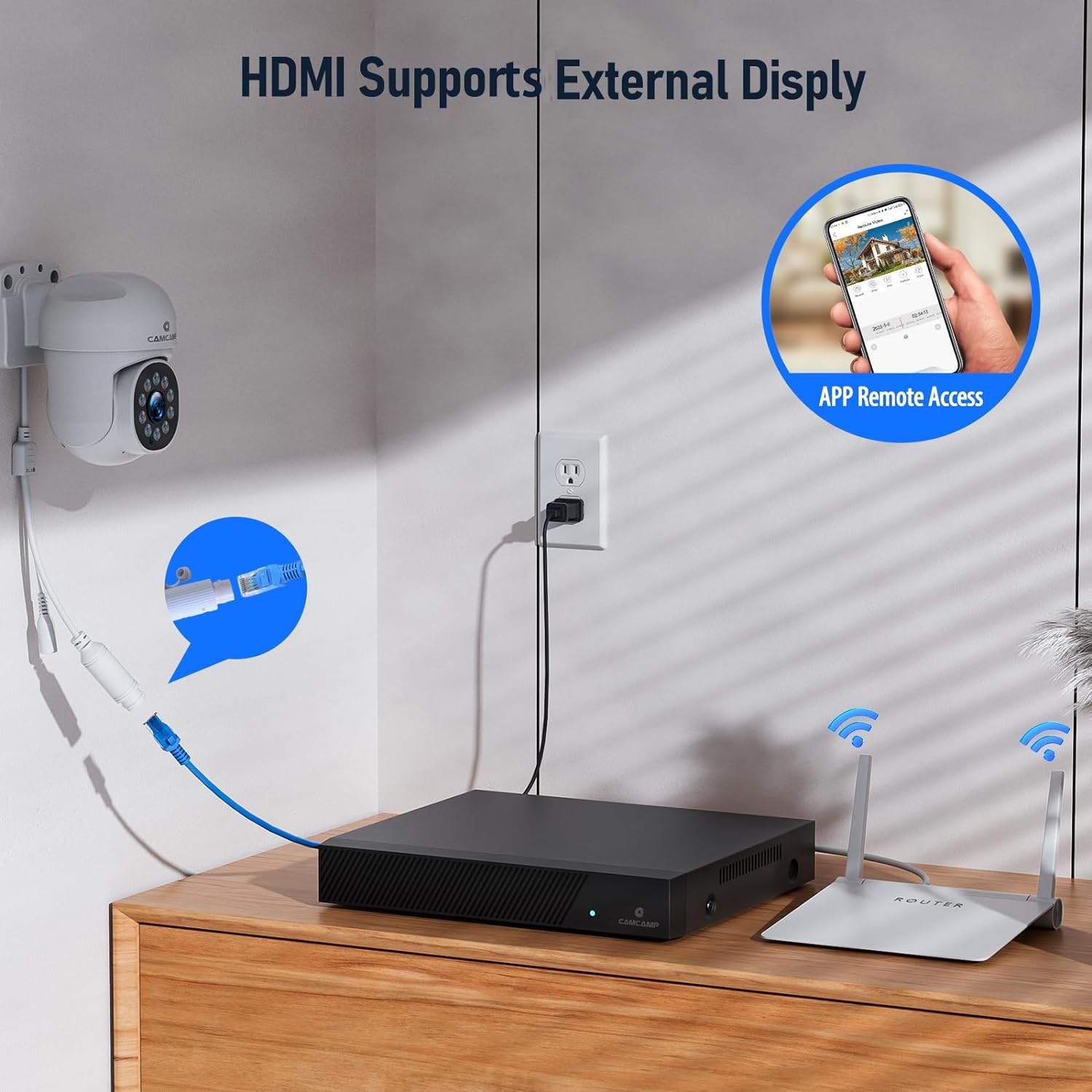 【2-Way Audio+3TB HDD】CAMCAMP 4K PoE Security Camera System,Home Security Camera System,5MP Outdoor PoE IP Cameras,8CH NVR,0 Monthly Fee,Color Night Vision...
