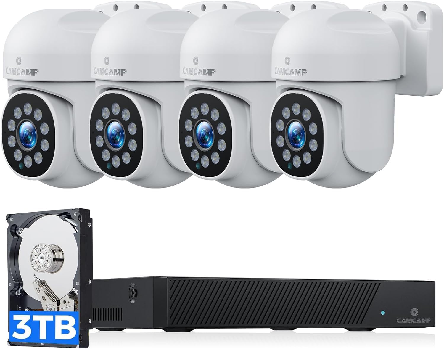 【2-Way Audio+3TB HDD】CAMCAMP 4K PoE Security Camera System,Home Security Camera System,5MP Outdoor PoE IP Cameras,8CH NVR,0 Monthly Fee,Color Night Vision...